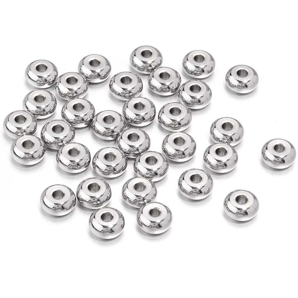 Multi Size Stainless Steel Beads Gold Color Wheel Shape Loose Spacer Flat Round Beads For Bracelet Necklace DIY Jewelry Making