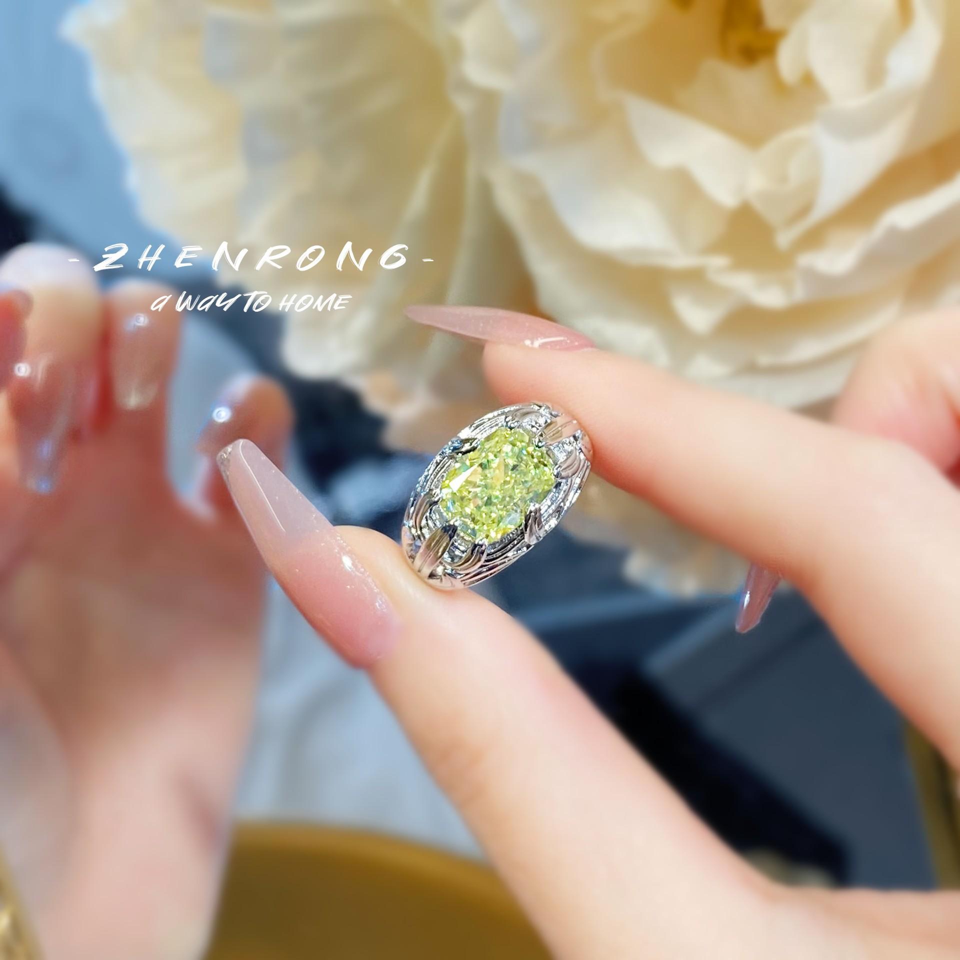 

BELLA BOX Толстый длинный квадратный ограненный ледяной цветок с цирконием зеленого цвета, регулируемое кольцо, подходит для женщин, повседневных модных ювелирных изделий для вечеринок Adjustable Opening