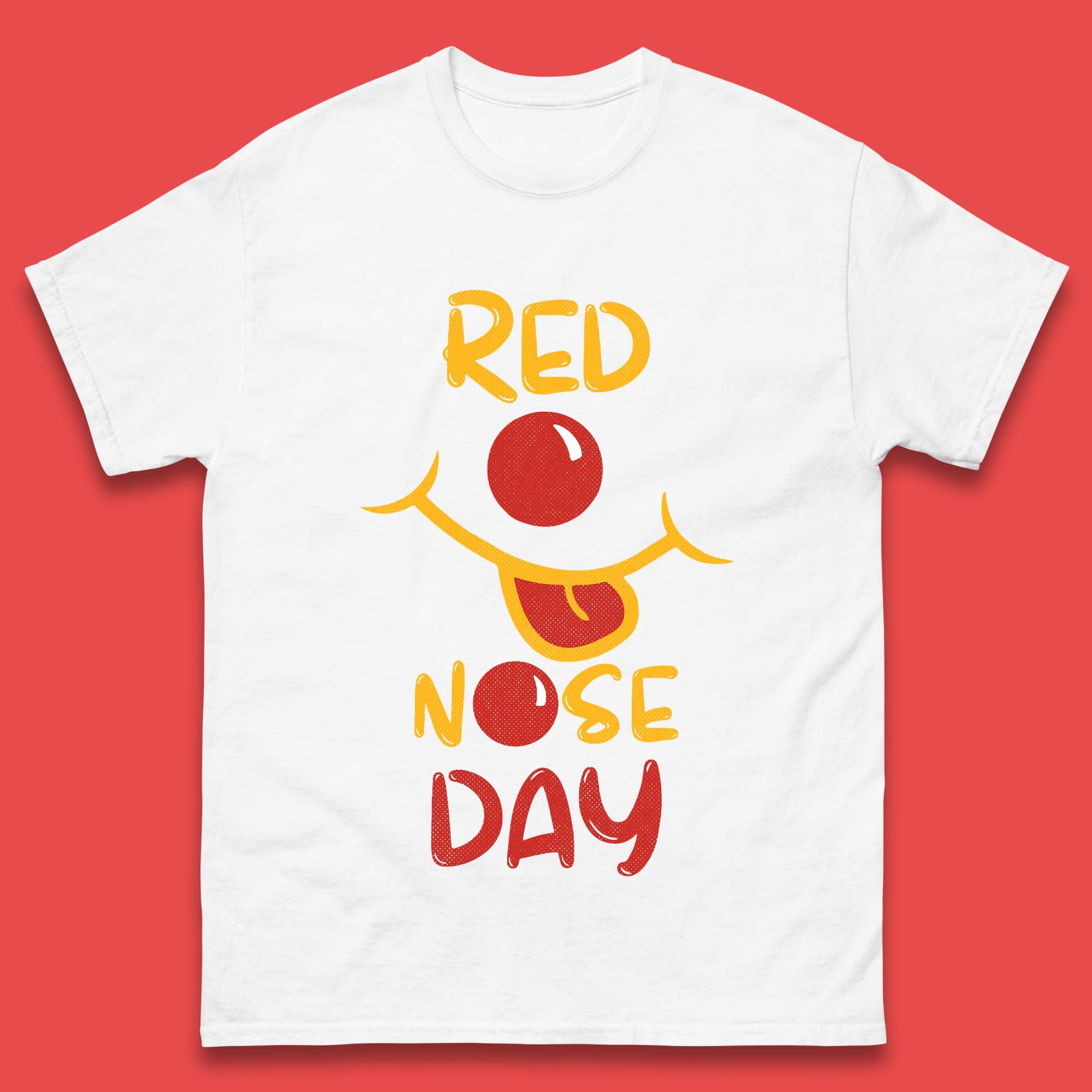 Red Nose Day Smiley Face Mens T-Shirt Womens Tops Tees S