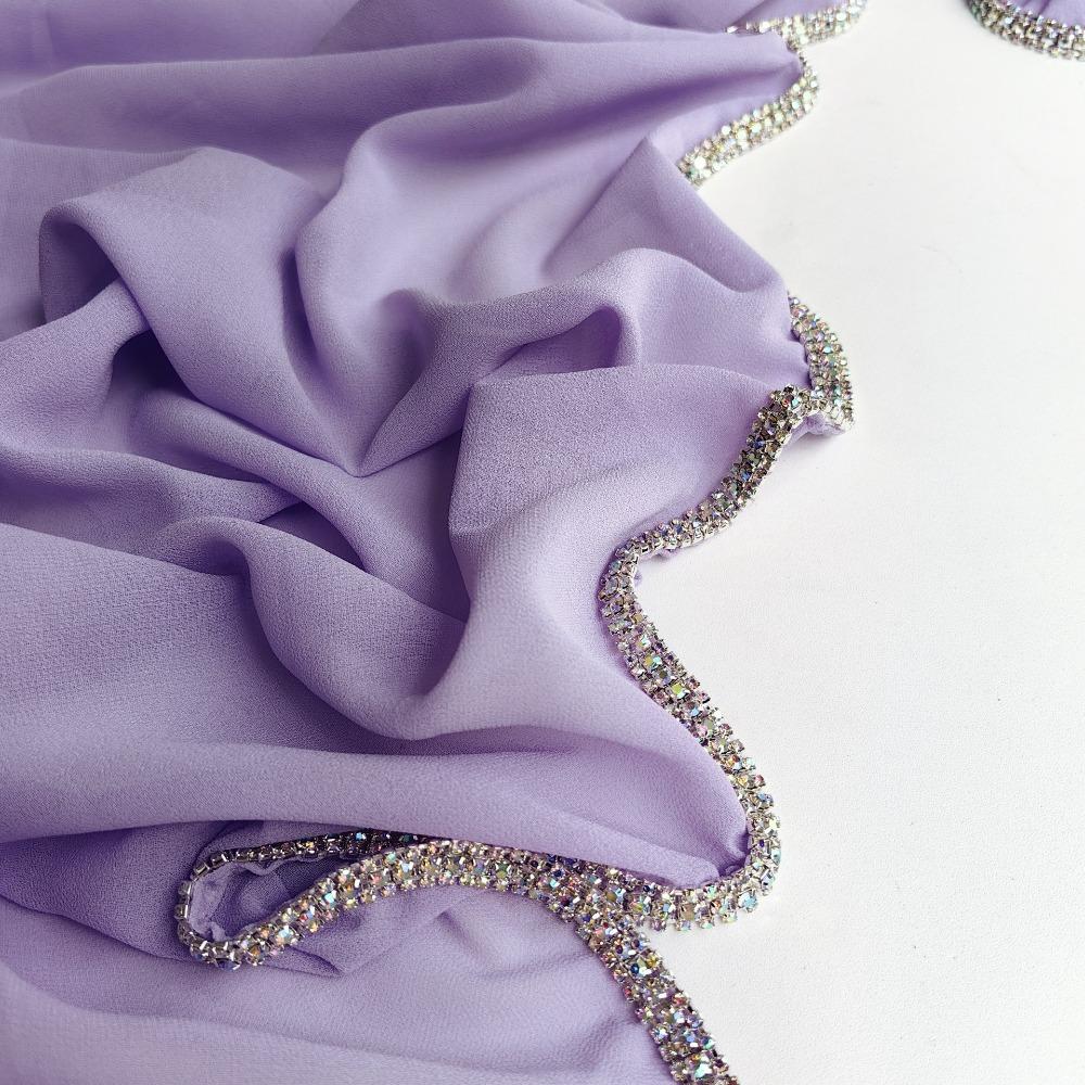 Glänzender Diamant Seite Malaiischer Hijab Einfarbig Damen Schal Neues Design Kopftuch für Frauen Mädchen