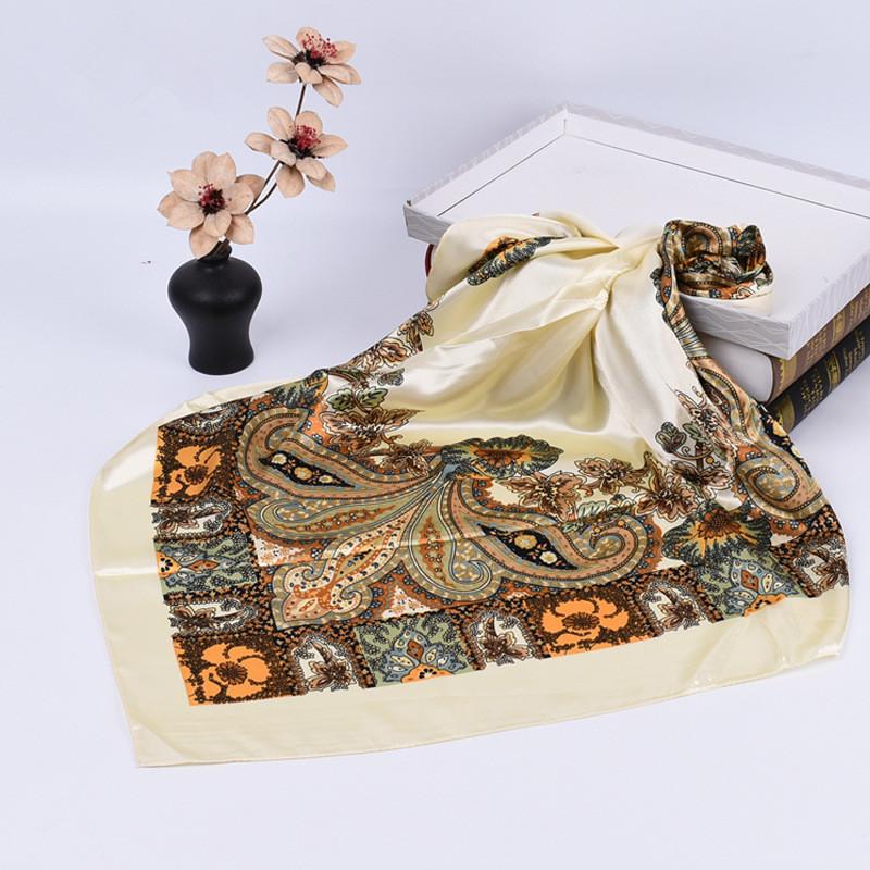 Luxury Floral Silk Square Scarf Women Soft Satin Kerchief Hairband Neckerchief Head Hijab Lady Headband Foulard Bag Ribbon