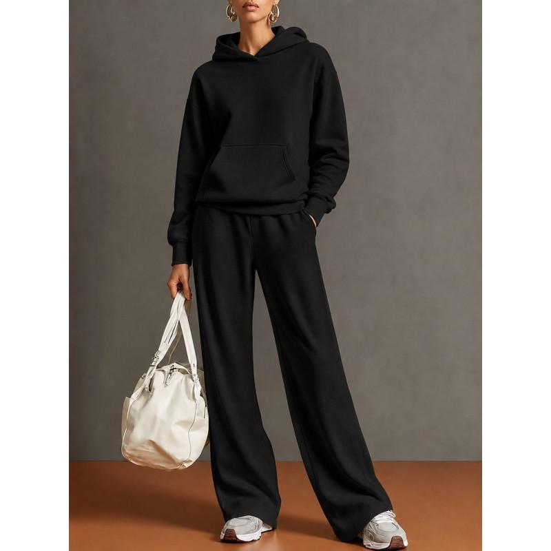 2026 Herbst Winter Damen Freizeit Kapuzenpullover Weite Hosen Set Locker Sportbekleidung