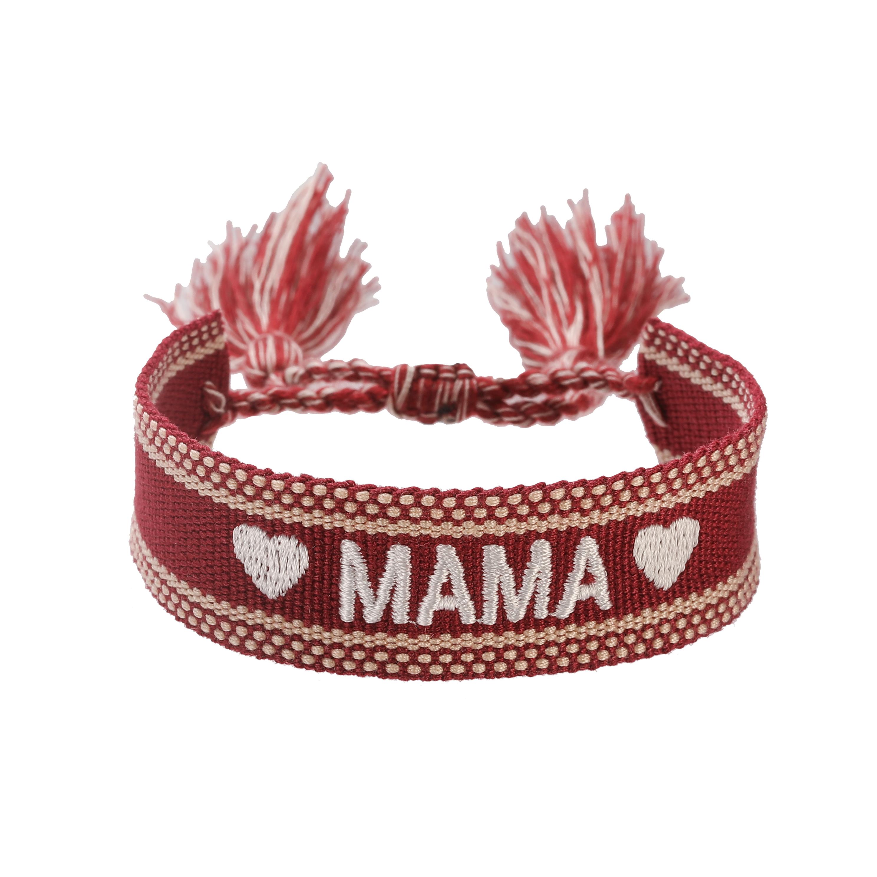 

HECHENG,Adjustable Drawstring Bracelet with Embroidered ‘MAMA’ for Mother s Day Love-Inspired Jewellery Other&63MM темно-червоний колір