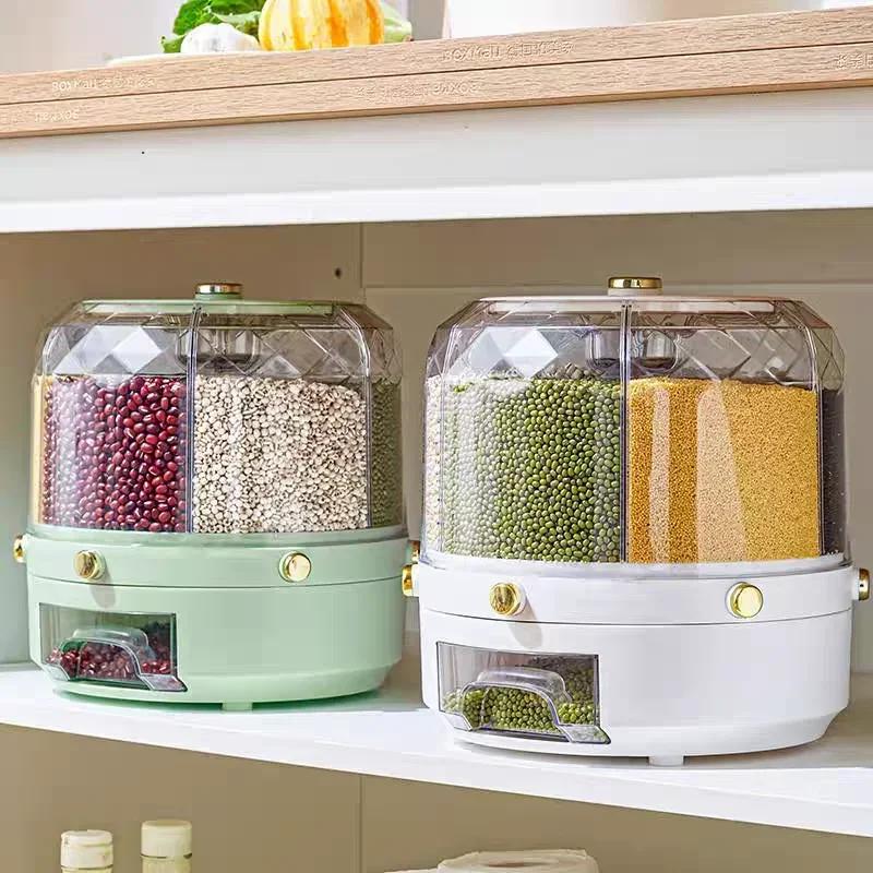 Food-Grade Rotating Grains Dispenser Large Capacity Rice Storage Container with Drawer for Kitchen Organization for Food Storage