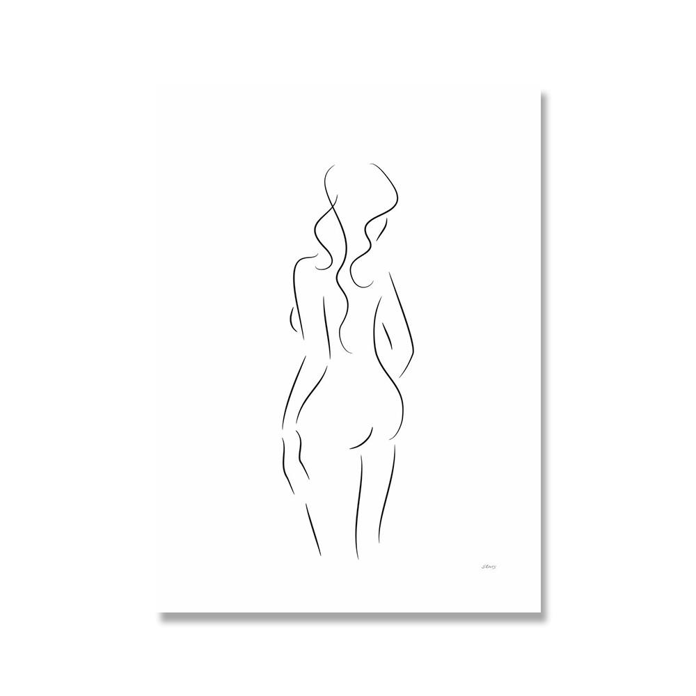 Print couple wall art canvas painting line drawing couple hand love kiss posters and prints Scandinavian paintings decor living room