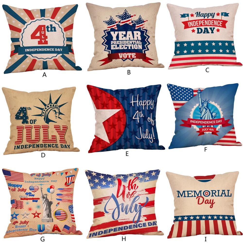 Buy Happy Independence Day Pillow Cases Sofa Cushion Cover Home Decor
