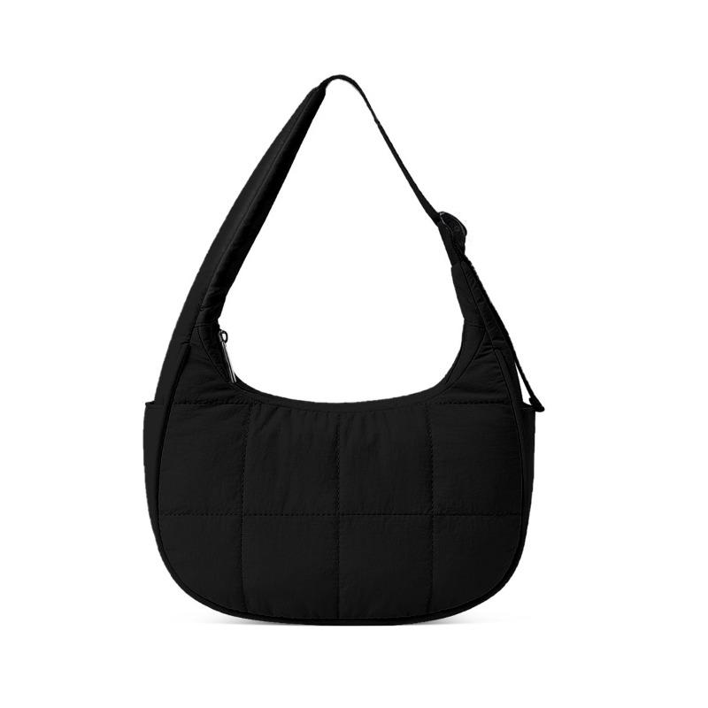Nylon bag large capacity women's armpit bag trendy down bag versatile single shoulder fashion solid color silk cotton handbag