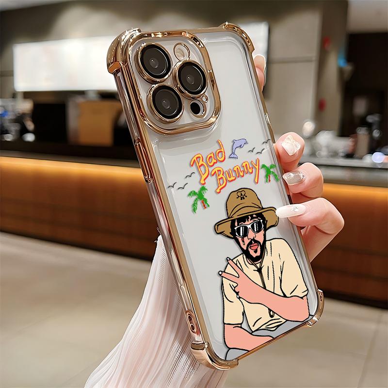 Popular male singers B-Bad and B-Bunny Plating Phone Case For iPhone 17 16 15 14 13 12 11 Pro Max X XR XSMax 7 8 Mini Air Plus