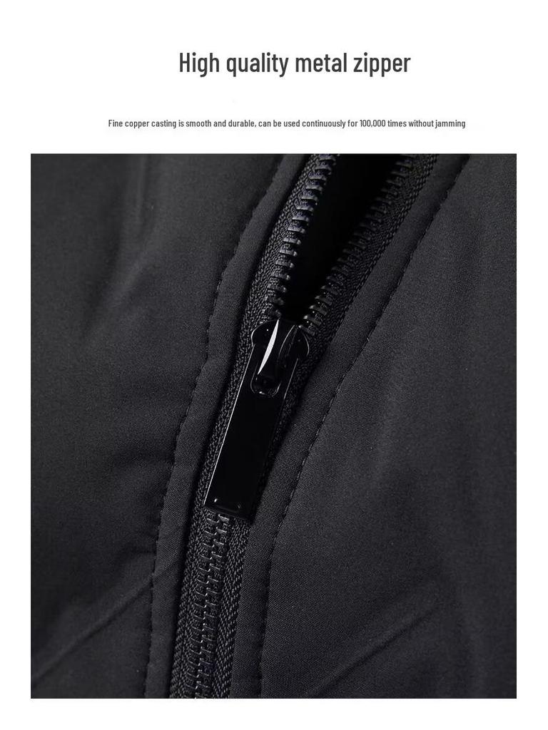 Men's Trendy Black Bomber Jacket with Baseball Collar