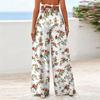 Pantaloni casual da donna a gamba larga, fluidi, con stampa floreale