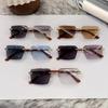 Trendy Frameless Gradient Grey Sun Glasses With Uv400 For Cycling And Parties