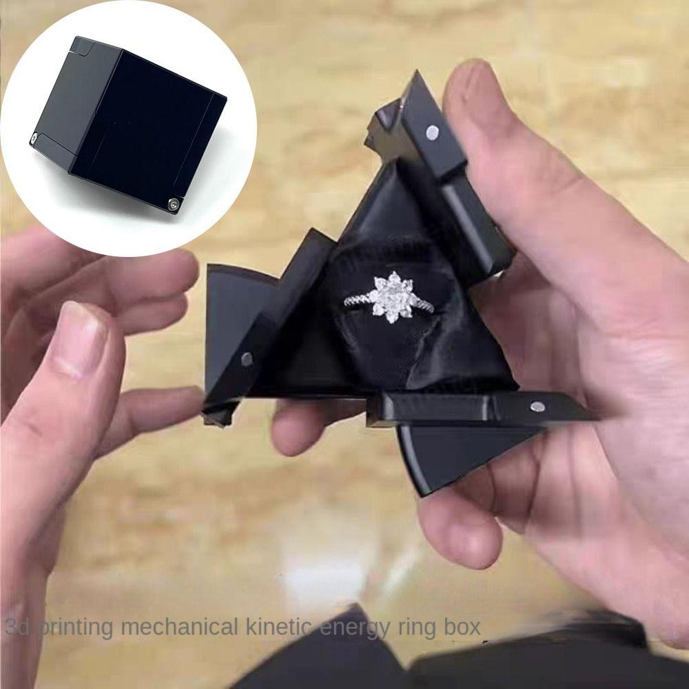 Portable Kinetic Energy Ring Box Rotating Jewelry Storage Display Hold Gifts Jewelry Storage Box