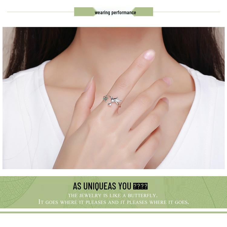 Avle Korean-Style Hummingbird 925 Sterling Silver Ring for Women (SCR323)