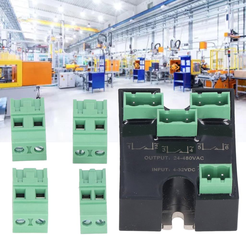BERM 3 Phase Solid State Relay Mini SSR Relay Connector Kit 4‑32VDC Input 24‑480VAC Output
