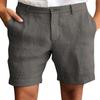 Herren Leinen-Shorts Klassische Passform Bund mit Knopfverschluss Atmungsaktives Leichtes Gewebe Lässige Sommerkleidung