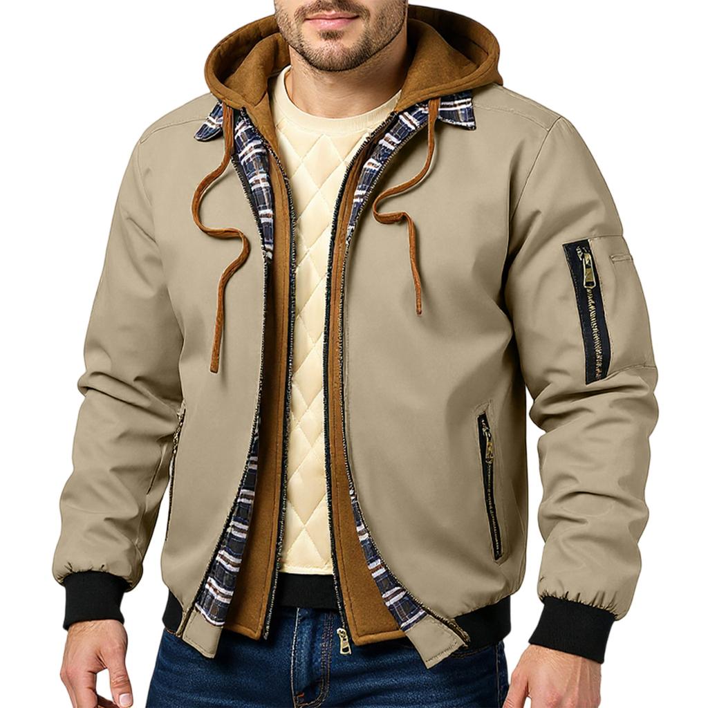Men'S Zipper Jacket, Casual Retro Long Sleeved Cardigan Jacket