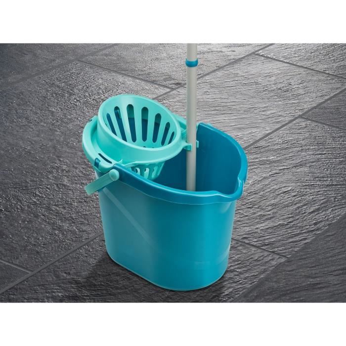 Floor Cleaning Set with Wringer Bucket Leifheit Classic 56792, Mop with Highly Absorbent Viscose Fringes, 12 L Wringer Bucket, Turquoise
