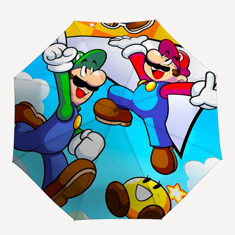 

1pc Mario Luigi Automatic Folding Umbrella, Automatic Folding Umbrella with 8 Ribs, Convenient for Outdoor Use 023