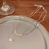 Double-layer Stacked Silver Love Necklace, Female Cold Wind Collarbone Chain, European and American Personality Matching
