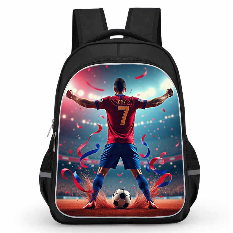 Cr7 Rucksack Hochauflösender Druck Große Kapazität Multifunktion Reißverschluss Oxford Rückenschutz Leichter Rucksack