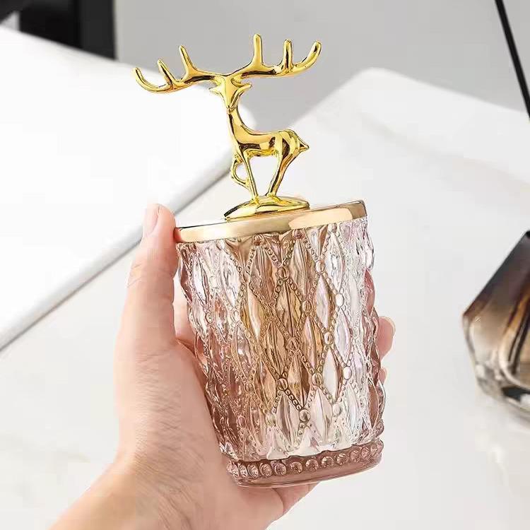 Modern Crystal Glass Ornaments: Golden Deer Decoration for Coffee Table