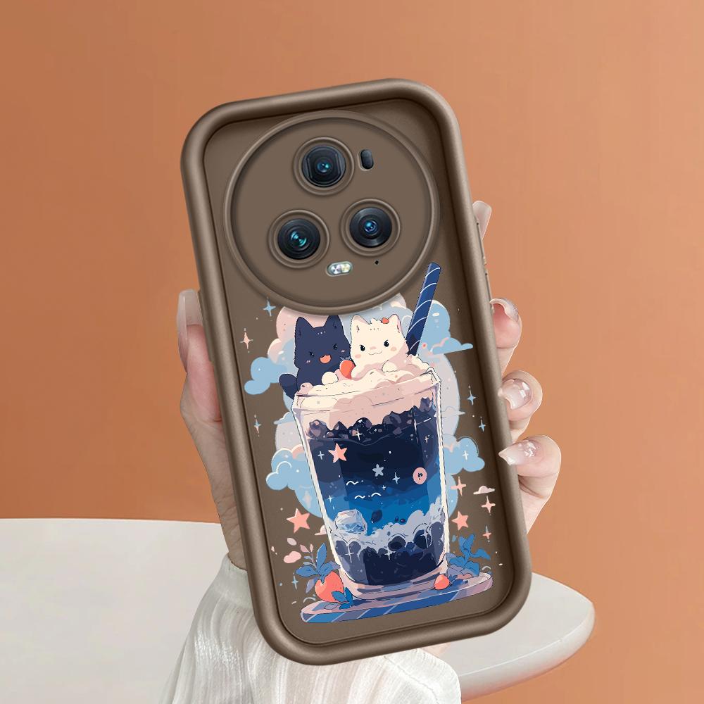 Soft Silicone Square Ladder Printing Pattern Phone Casing Full Cover Camera Shockproof Protection Rubber Case for Huawei Honor