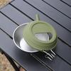 Camping Cup Stainless Steel Foldable Handle With Silicone Lid Tea Pot Backpacking Cup For Outdoor Hot Cold Coffee Tea Drink