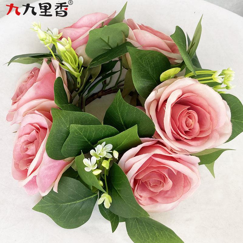 

Американский искусственный венок, венок из свечей, венок из эвкалипта, венок из роз ко Дню святого Валентина, декоративный венок для праздничного стола