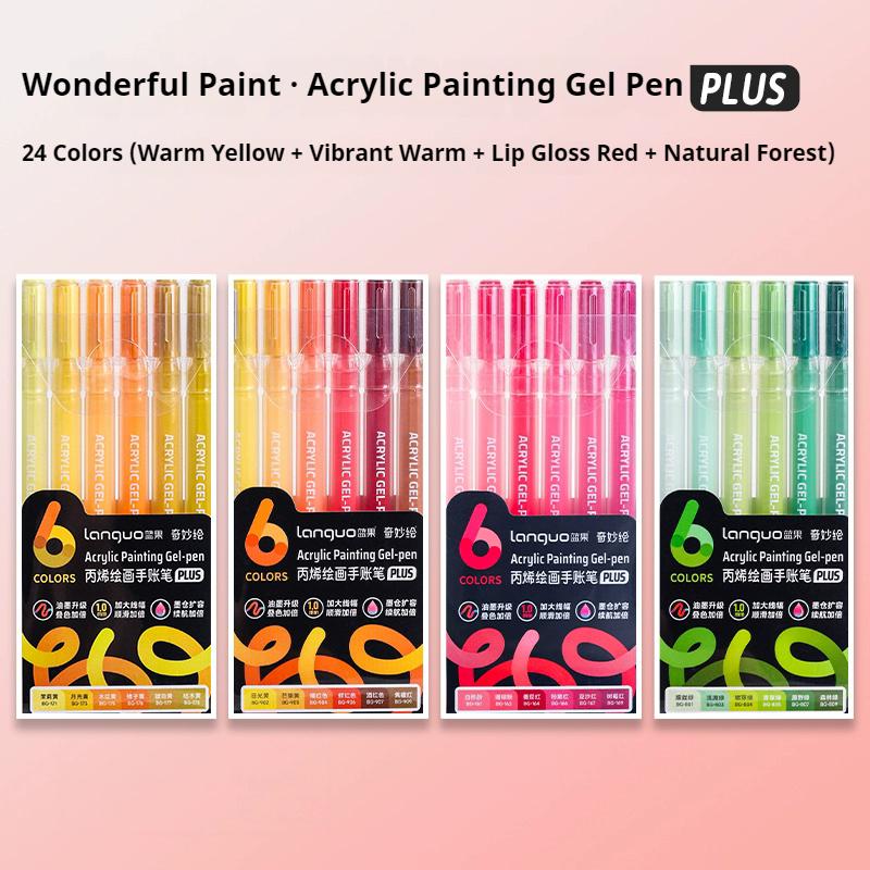 Languo 6/24/36/54/72/90 Colors Acrylic Painting Handbook Pens Multi-Color Gel Pen Student Neutral Pen Writing Marker Stationery