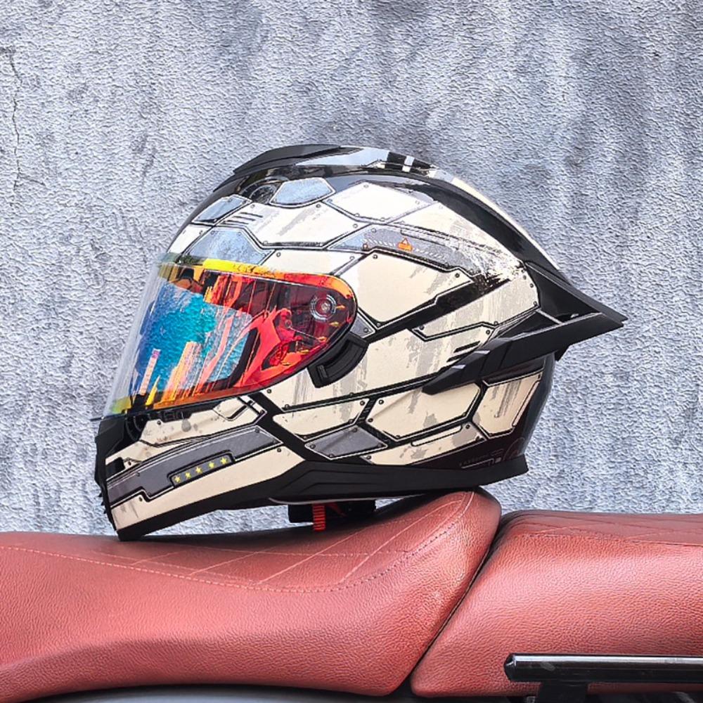 DOT Full Helmet Double Mirror Helmet Men's Four-season Universal Hard Hat Female Knight Locomotive Double Lens