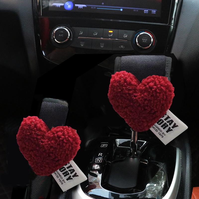 2 stk Søt Tegneserie Kanin Bjørn Universal Bil Girspakdeksel Mykt Plysjhåndtak Bremsedekselsett Biltilbehør Interiør