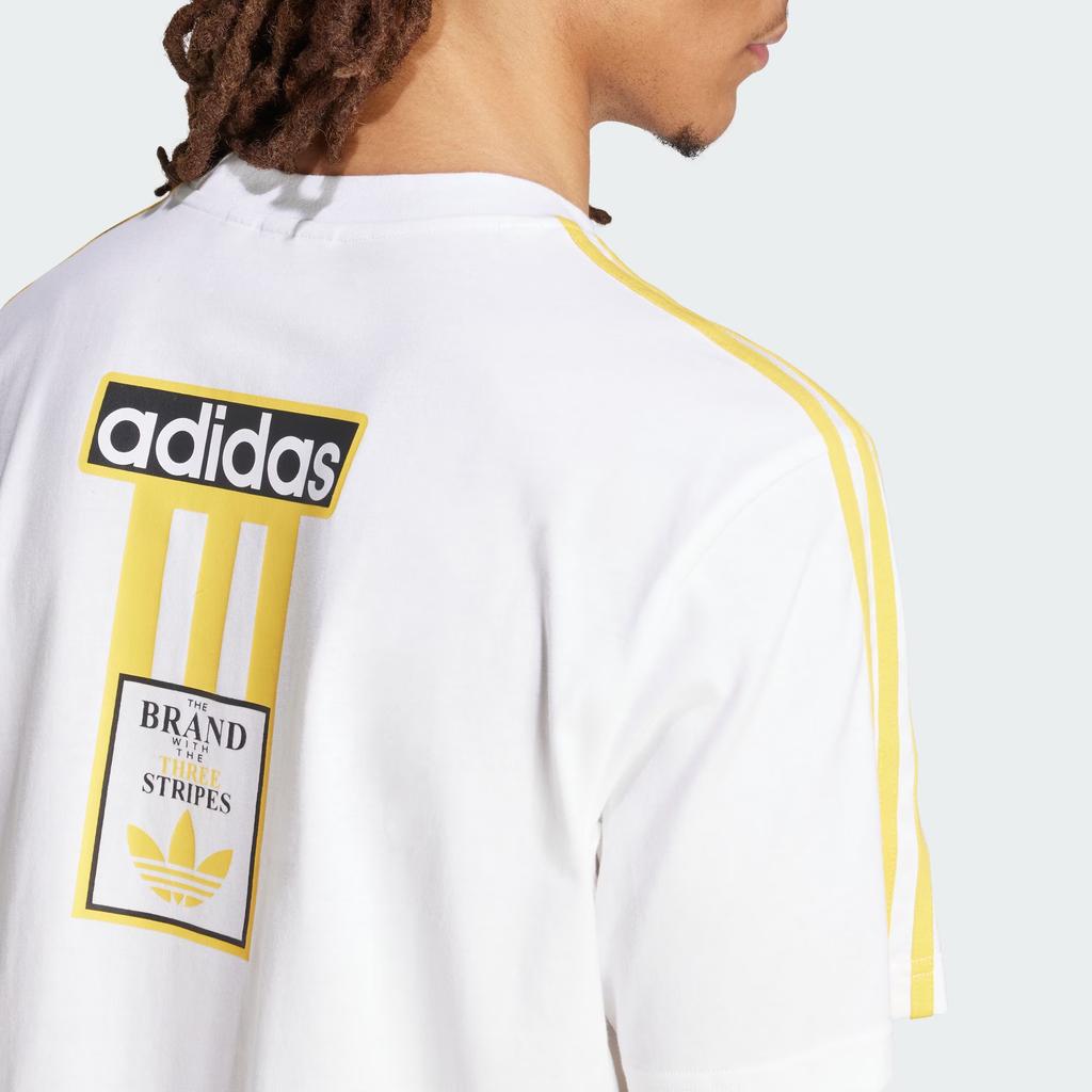 Adidas Originals Adicolor Adibreak Pruhované Patchworkové Volné Sportovní Tričko Pánské Topy Žlutá Bílá IU2360