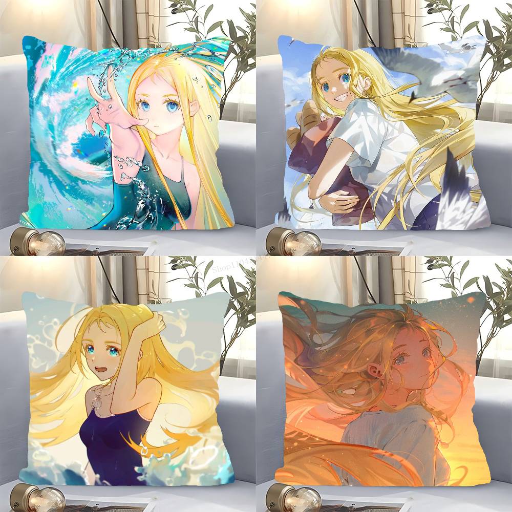Kofune Ushio Animation Summer Time Rendering Pillow Case Fashion Square Pillowcase Bedroom Sofa Room Ins Decoration Leisure