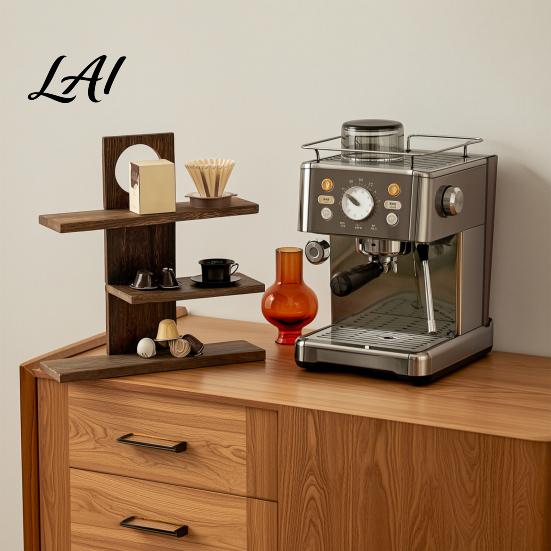 Stable Wooden Organizer Three Layers Coffee Cup Storage Rack Durable Countertop Multi Layer Organizer Space Saving Display Stand for Kitchen Mug
