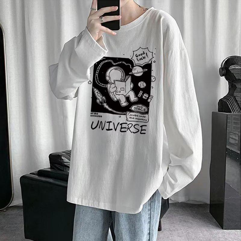 Sweat à capuche imprimé décontracté ample pour homme, haut à manches longues et col rond pour le printemps et l'automne