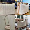 Yogodlns Summer Small Straw Handbag Trendy Shoulder Bag Woven Bucket Crossbody Bag Casual Seaside Beach Bag Gilrs Handle Tote