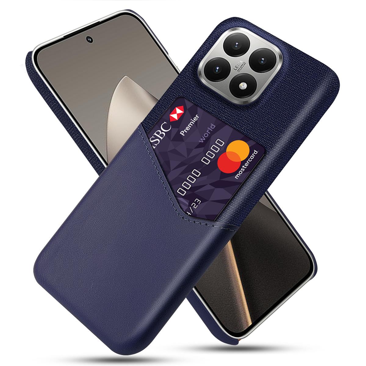 

Чохол для Xiaomi 15T зі шкіри PU з текстурою тканини, жорстка полікарбонатна кришка для телефону з тримачем для карток