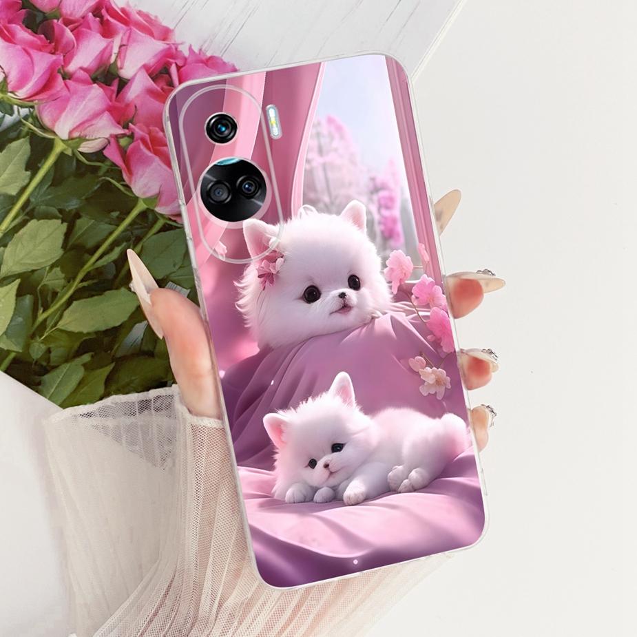 For Honor 90 Lite Case CRT-NX1 Stylish Bow Flowers Painted Cover Soft Slim Phone Case For Honor 90 Pro Honor90 Lite 90Pro Fundas