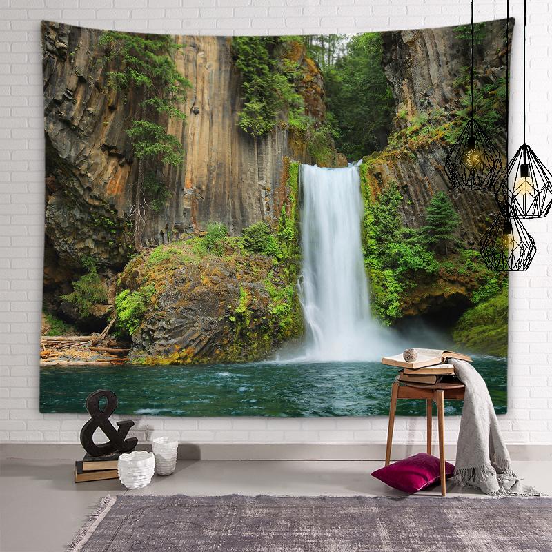 Mountain and Flowing Water Artistic Conception Tapestry Waterfall Wall Art Tapestry Room Personality Decoration Home Decoration