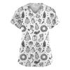 Women's Fashion V-Neck Short Sleeve Overalls With Pockets  Print Tops  Clothes