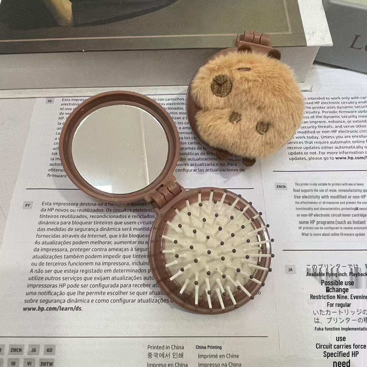 Cartoon Cute Capybara Plush Airbag Comb - Small, Portable Fluffy Hair Cushion Massager for Female Students