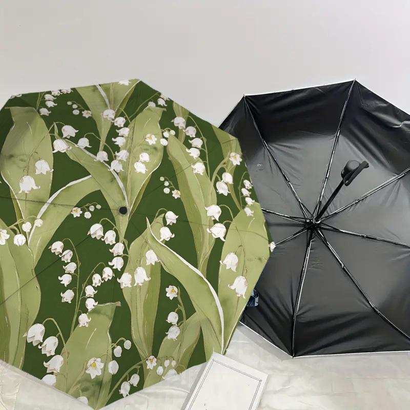 1PC Lily of the valley Umbrella-8-Rib Reinforced Portable Folding Travel Suitable for All Seasons Outdoor Daily Use-Z0479
