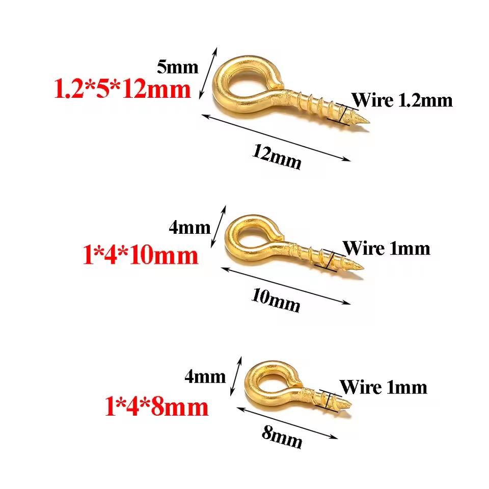 400Pcs/Set 5x10mm Golden Silvery Sheep's Eye Nail Set Alloy Screw Eye Pins for DIY Jewelry Making Bracelet Necklaces Accessories Kit