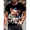 Summer Round Neck Funny Cartoon Pattern 3D Print Top Fashionable Casual Short Sleeved Men's T-shirts
