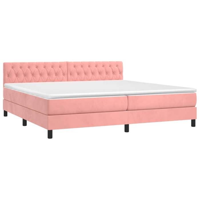 3141508 vidaXL Divan Bed with Mattress Pink 200x200 Cm Velvet