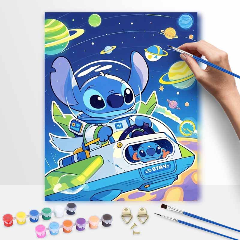 Disney Stitch Oil Painting Handmade Diy Gifts Space Astronaut Theme Home Decorations