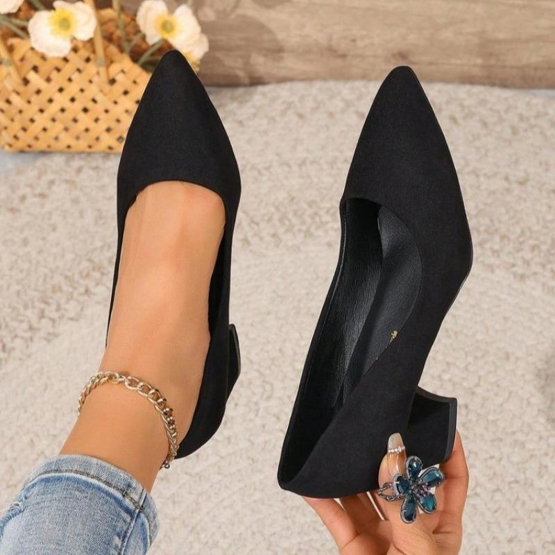 High Heels Women's 2025 New Women's Shoes Pointed Toe Shallow Mouth Shoes Women's Thick Heel Fashion Shoes