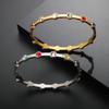 Rainbow Rhinestone Stainless Steel Bangle for Women New in Gold Plated Jewelry Luxury Gold Color Girlfriend Friend Gift
