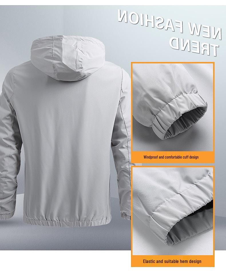 Men's Spring & Autumn Casual Hooded Baseball Jacket - Fashionable, Simple, Reversible.