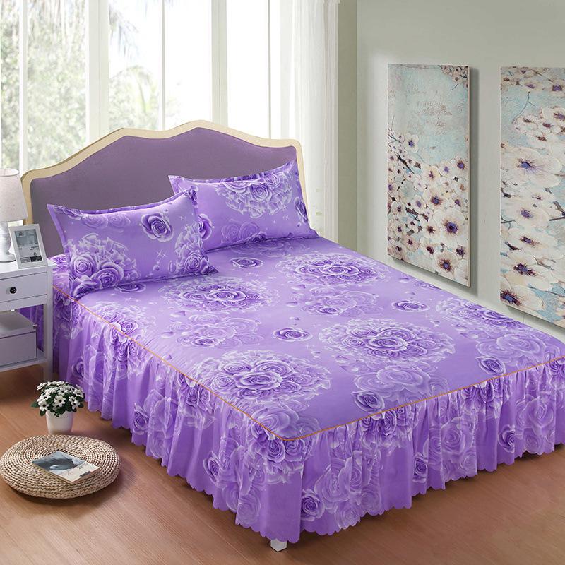 

Императорский розовый 3-предметный комплект постельного белья в корейском стиле: Нескользящая юбка для кровати и наволочки 100*200 cm Bed Skirt + 2 Pillowcases